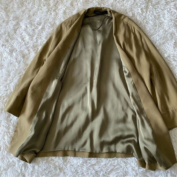 Zara Open Drape Tan Relaxed Fit Blazer Size M - Picture 5 of 6